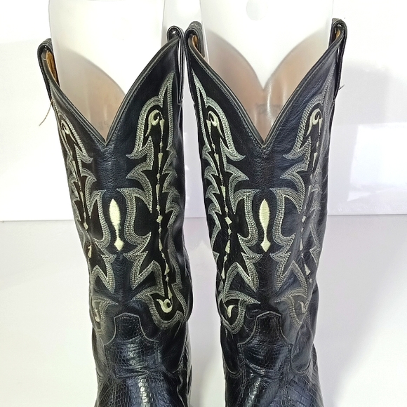Tony Lama Boots Mens #CZ810 Lizard Pretty Cowboy Black Leather Sz 12EE - Picture 6 of 17